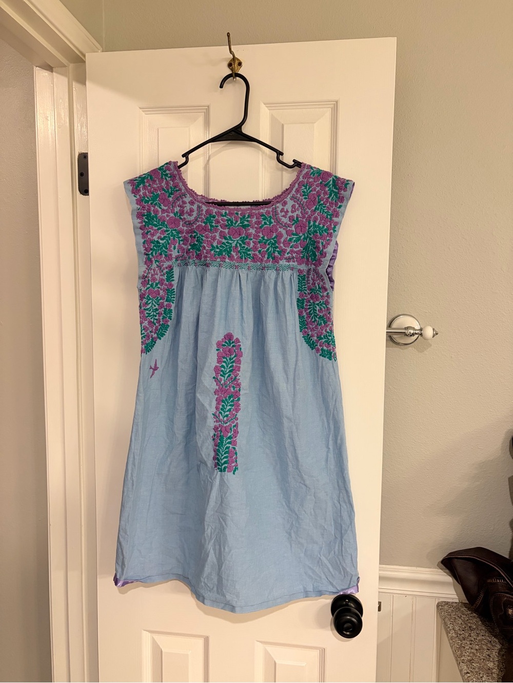 Migolondrina Mexico Embroidered Purple Green Dress Women’s Small